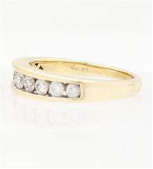 14K Solid Yellow Gold 3.9g Diamond Channel Band Stackable Wedding Ring Size-6